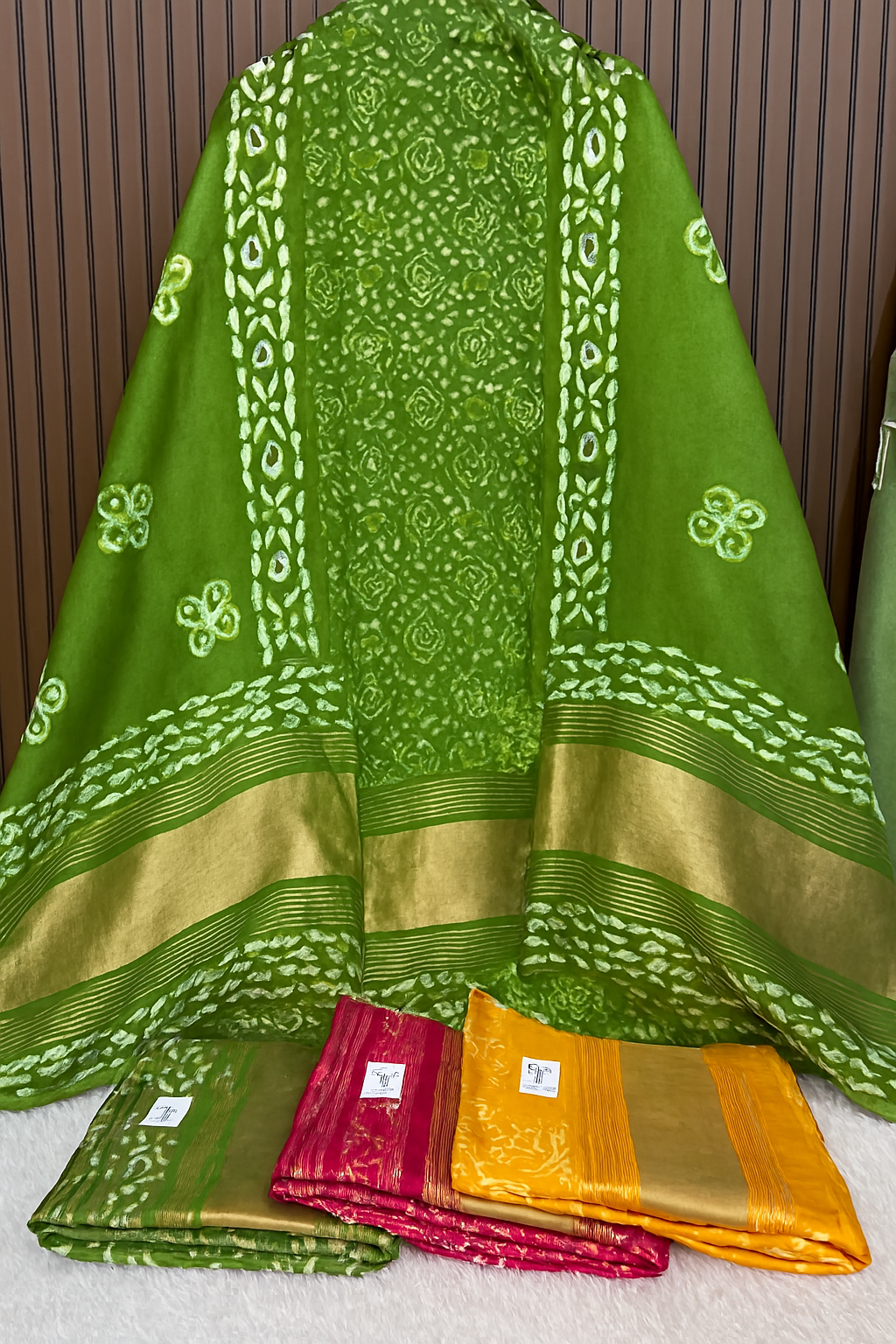Gajji silk batik print suit piece