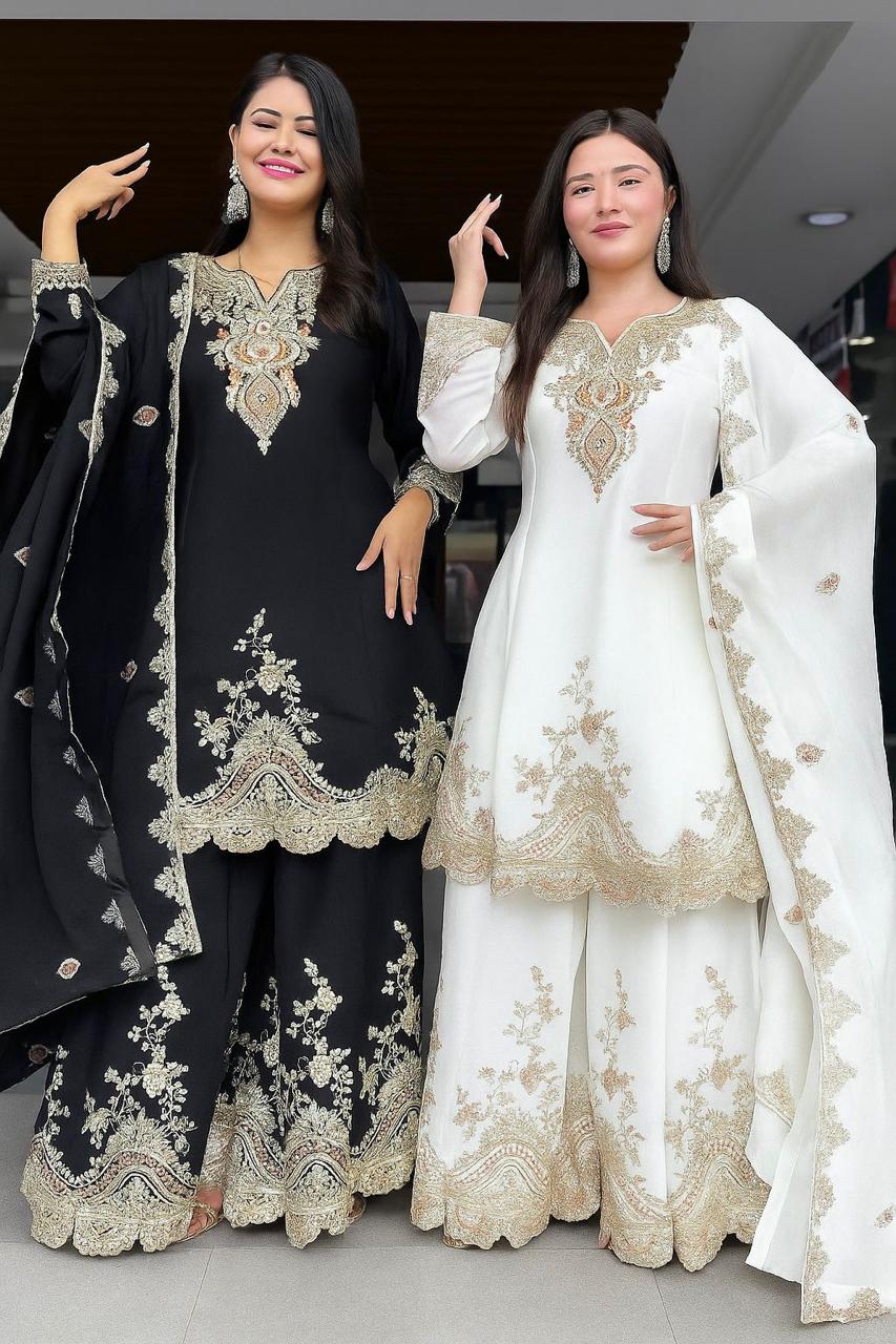 Black White Sharara Suit set