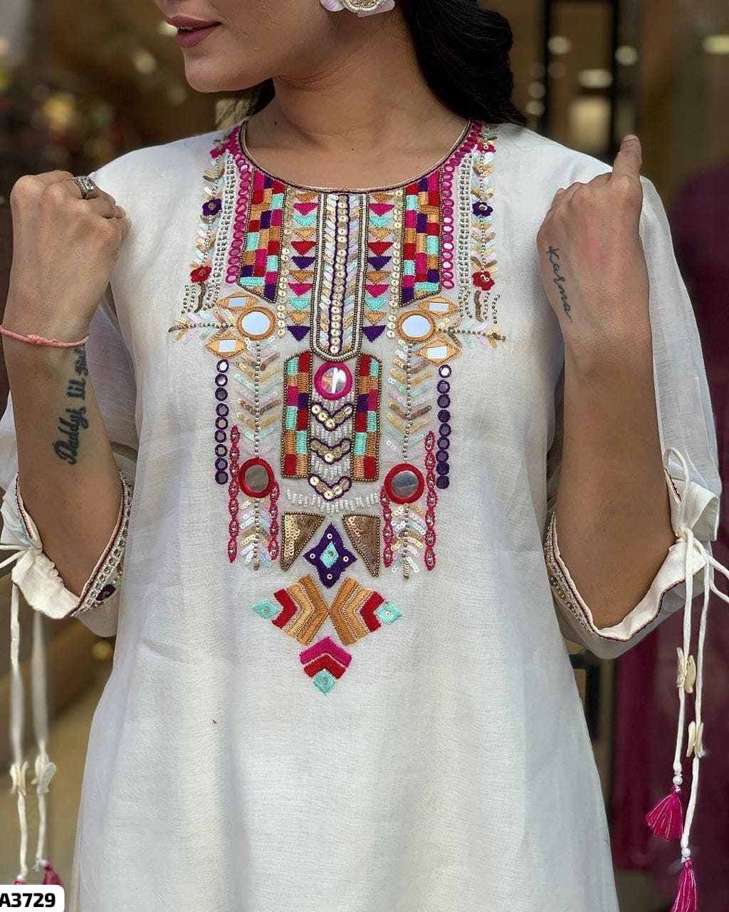 Embroidered Silk Kurta Pant Set