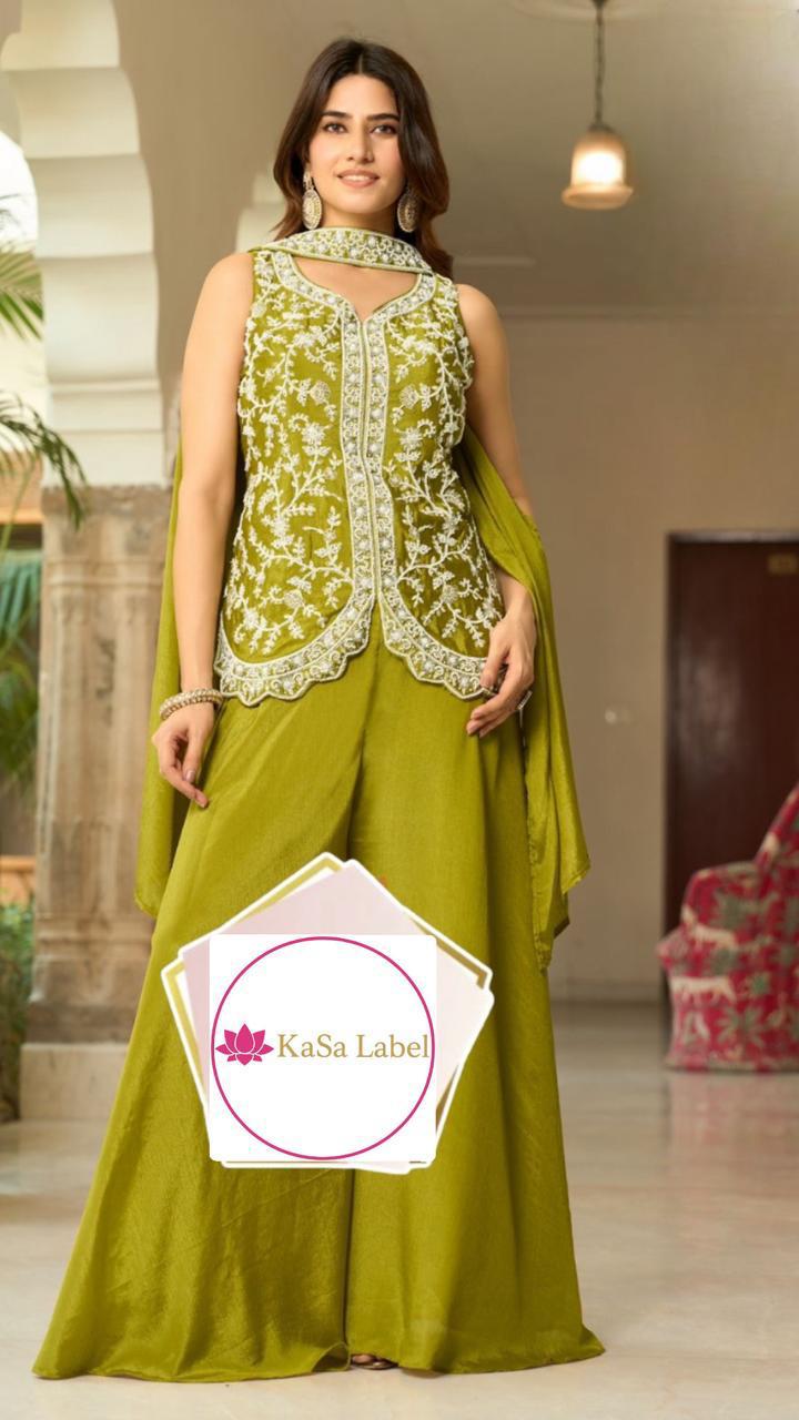 Crepe Suit set with pearl handwork
