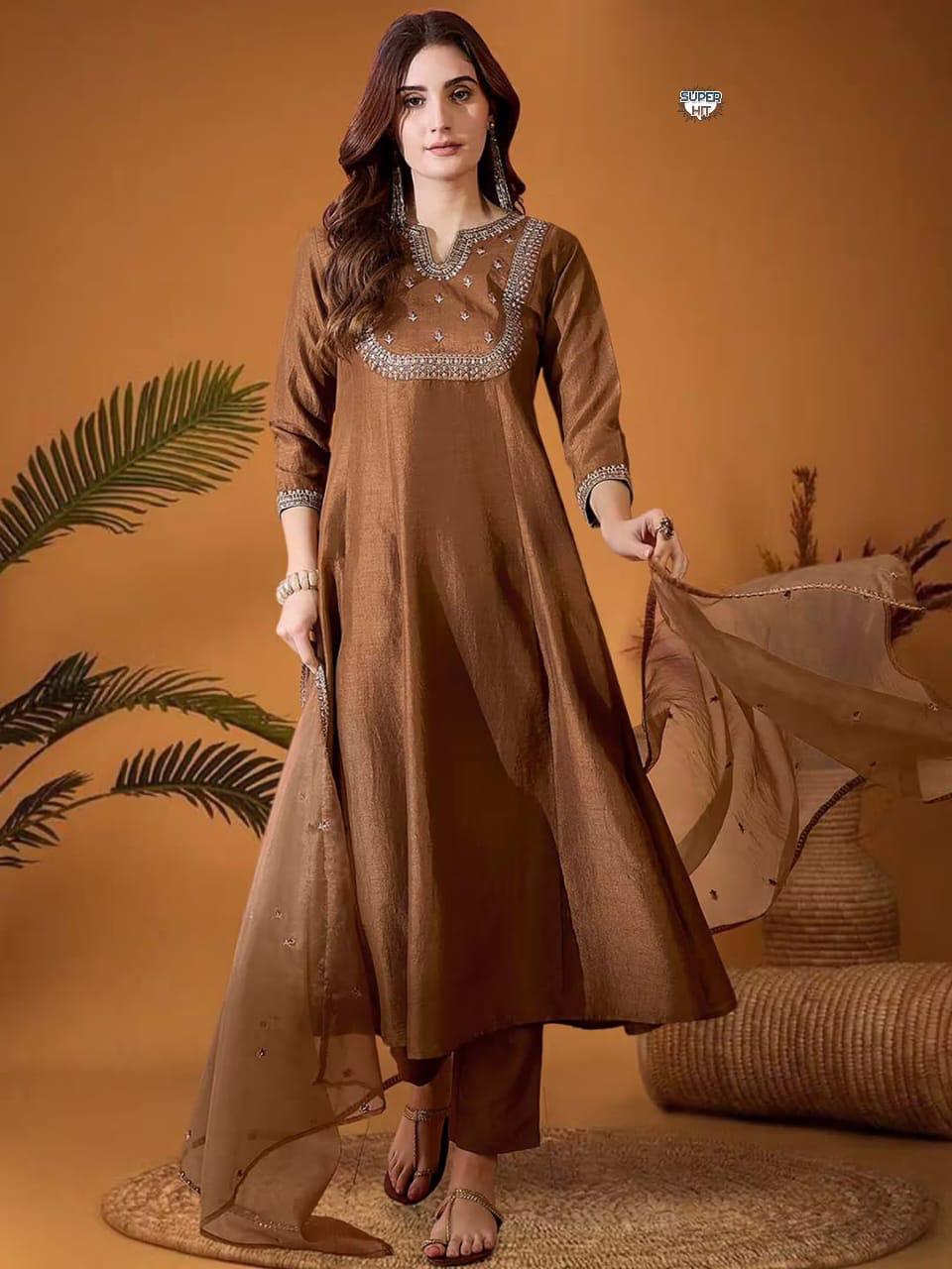 Brown Silk Suit