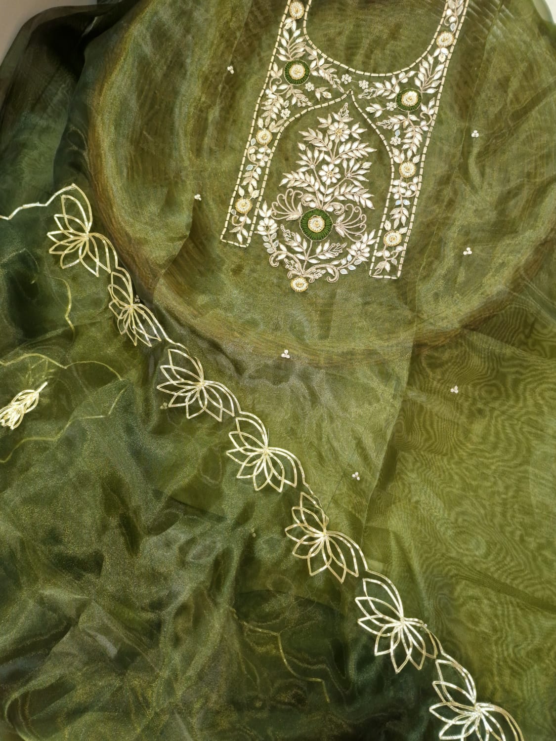 Organza zardogi handwork with gotta patti work dupatta