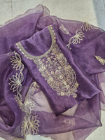 Pink Purple White Organza