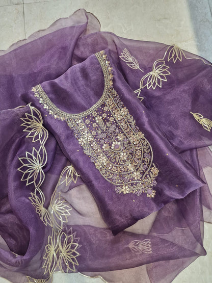 Pink Purple White Organza