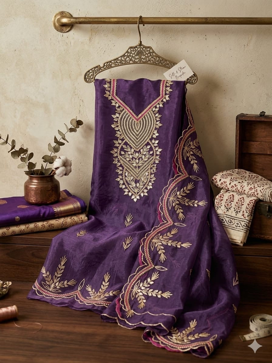 Organza heavy gotta work kurta with matching organza duppata set