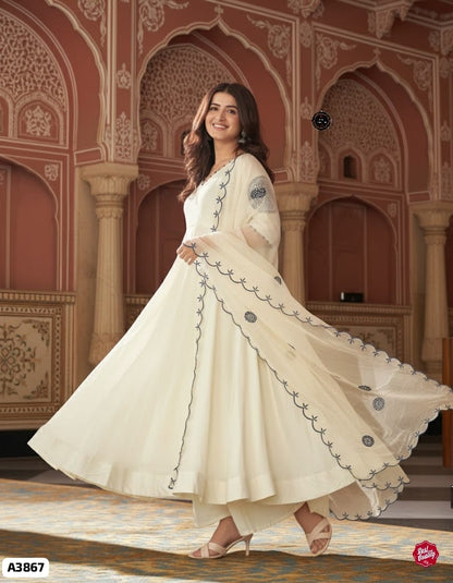 White Silk Anarkali Suit Set