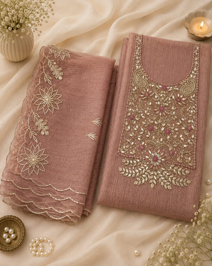 Sandwich banarasi crush tissue fabric heavy jardoz work kurti with gotta work dupatta
