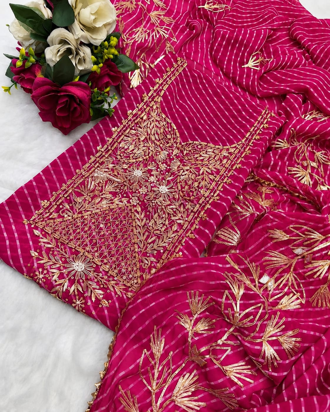 Georgette heavy jardoz work kurta Georgette heavy gotta work duppata