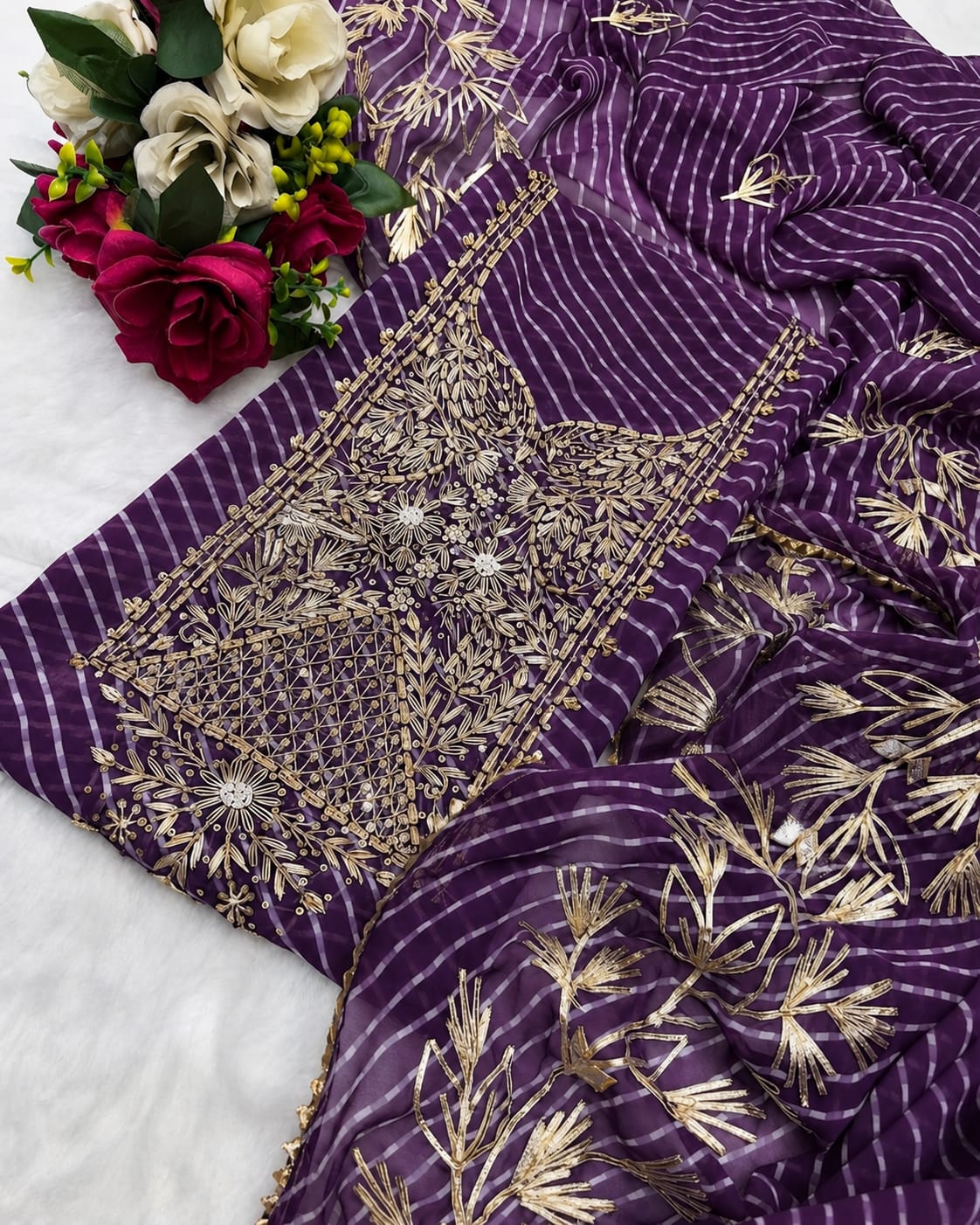 Georgette heavy jardoz work kurta Georgette heavy gotta work duppata