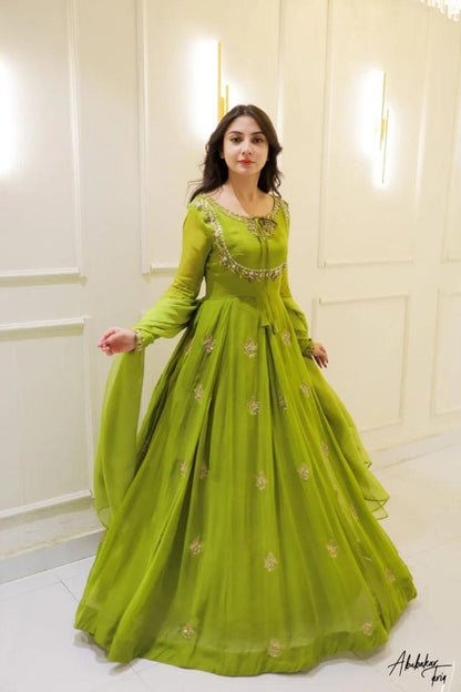 Green Gown Suit Set