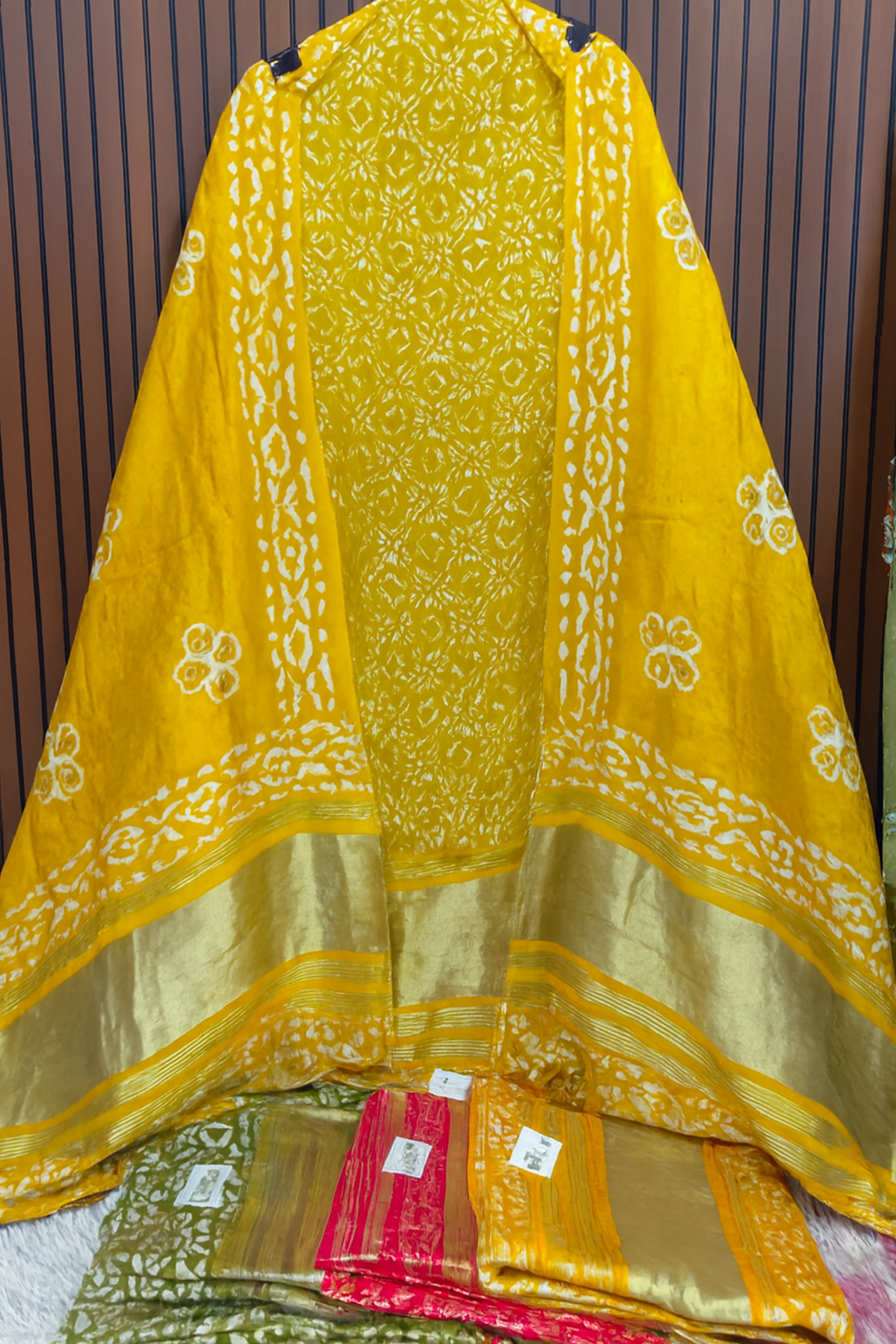 Gajji silk batik print suit piece