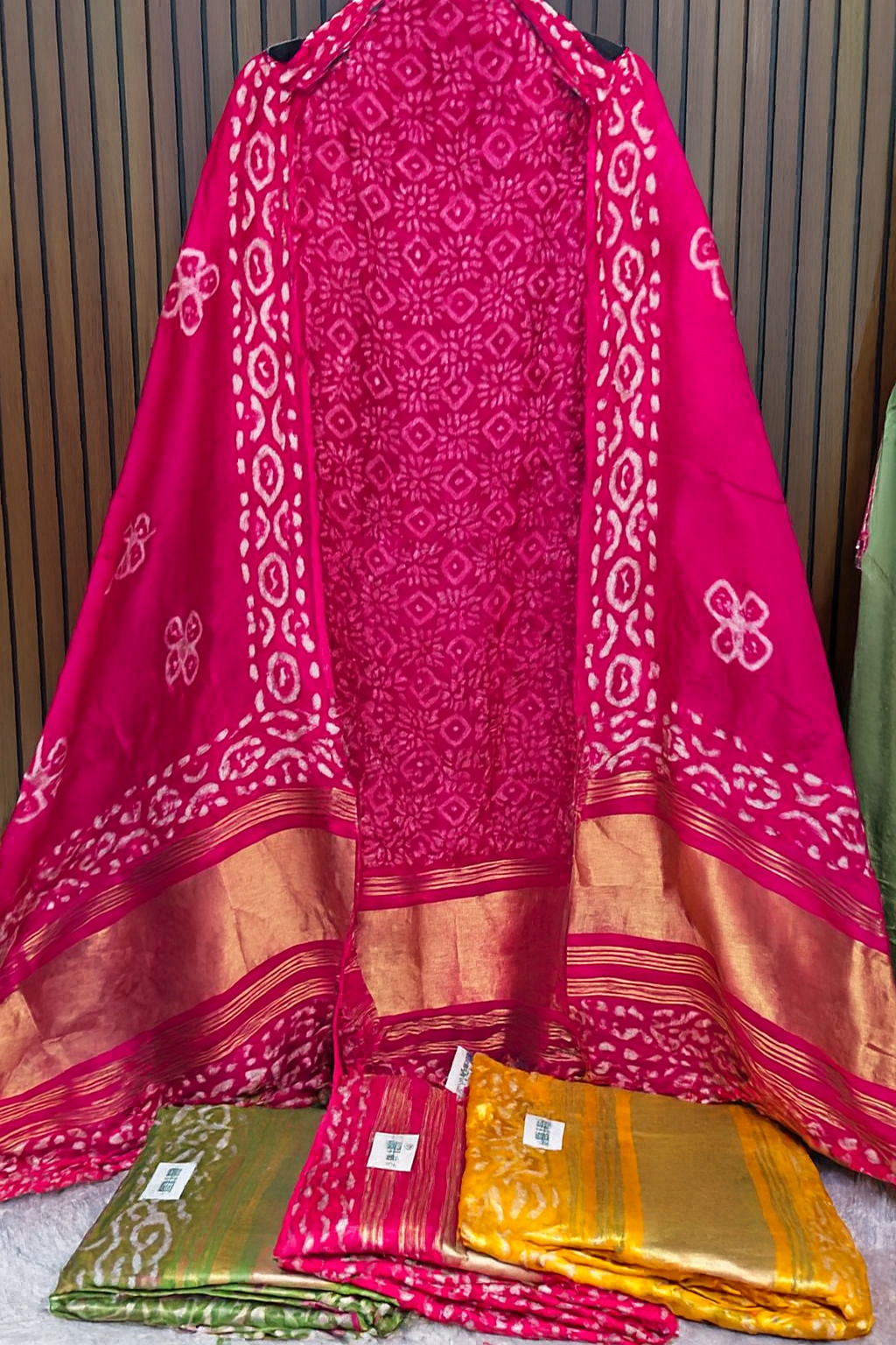 Gajji silk batik print suit piece