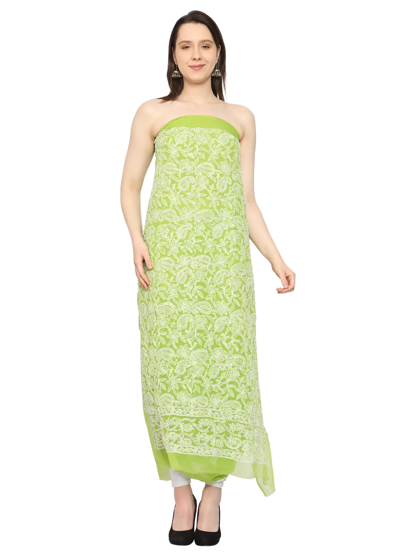 Georgette Front Jaal Unstitched Dress Material for Kurta, Bottom & Dupatta