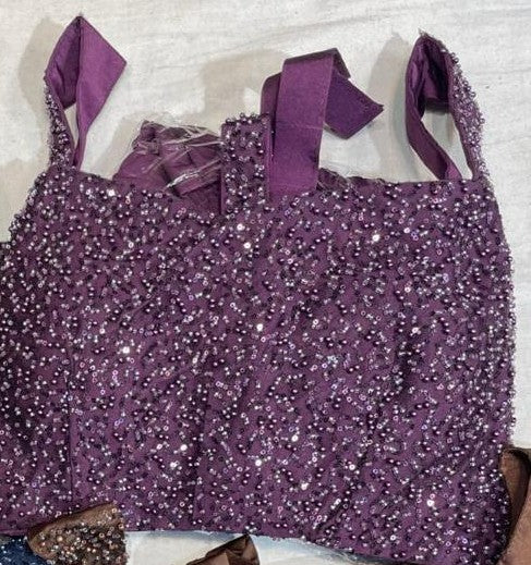 Crepe Saree designer blouse with sling bag complimentary