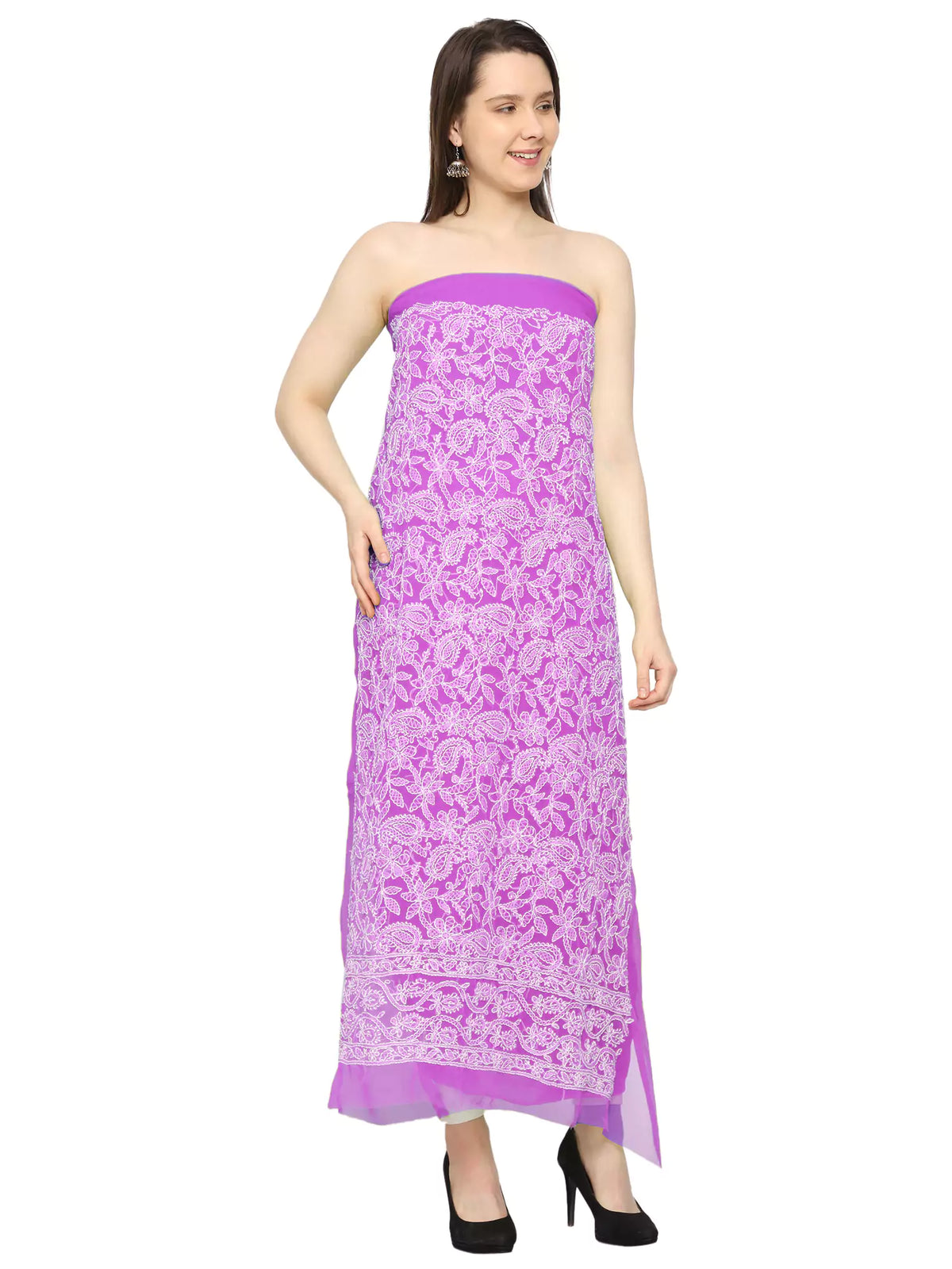 Georgette Front Jaal Unstitched Dress Material for Kurta, Bottom & Dupatta