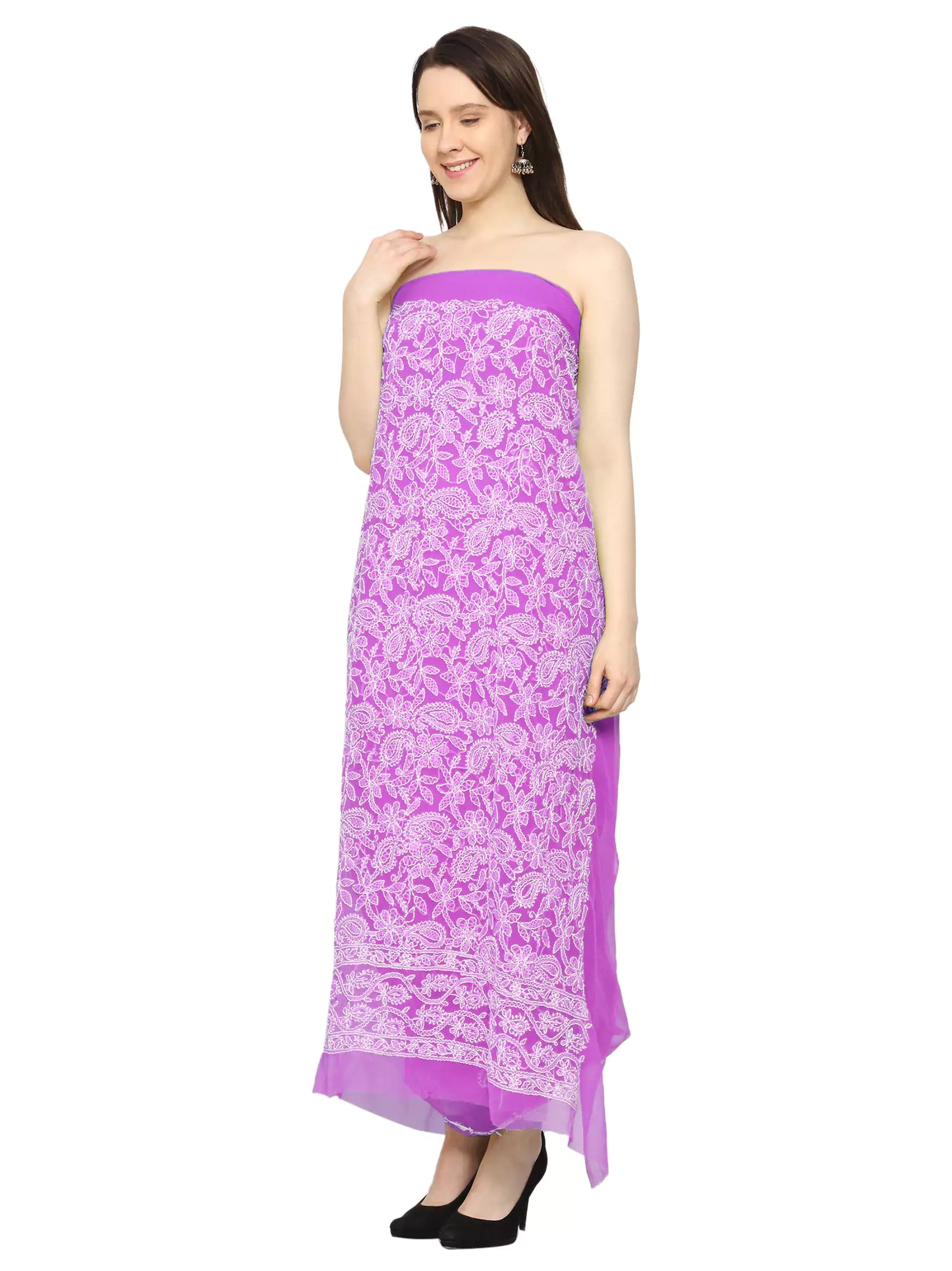 Georgette Front Jaal Unstitched Dress Material for Kurta, Bottom & Dupatta