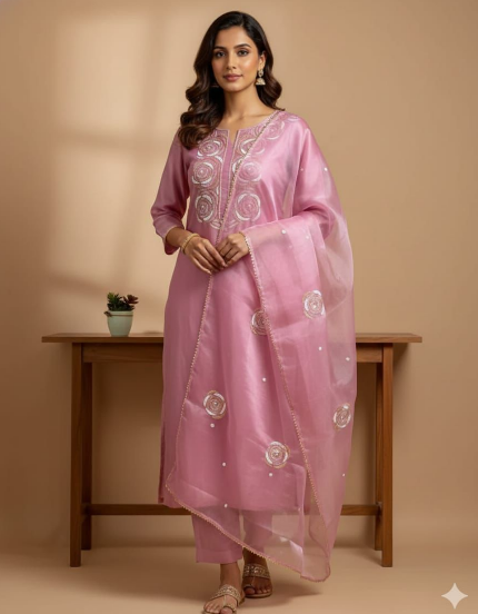 Soft pink organza suit