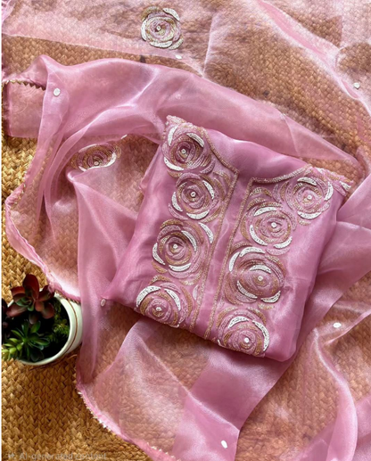 Soft pink organza suit