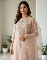 Beige golden organza