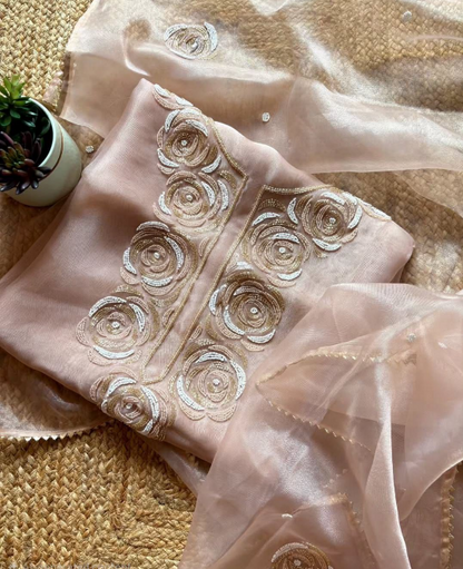 Beige golden organza