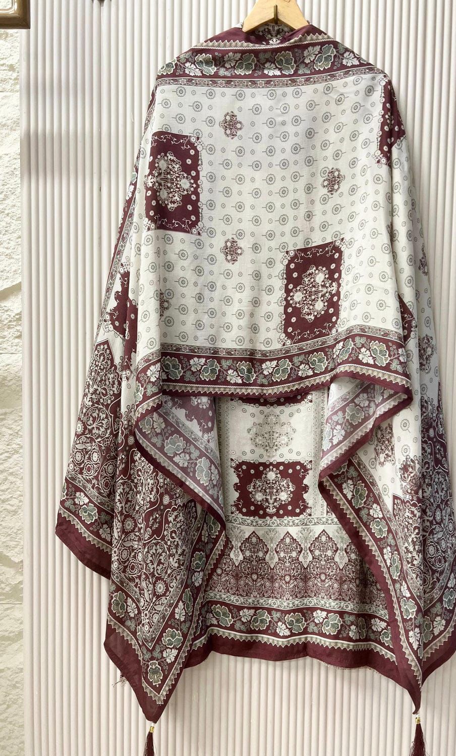 Maroon Muslin Printed Semi Stitched