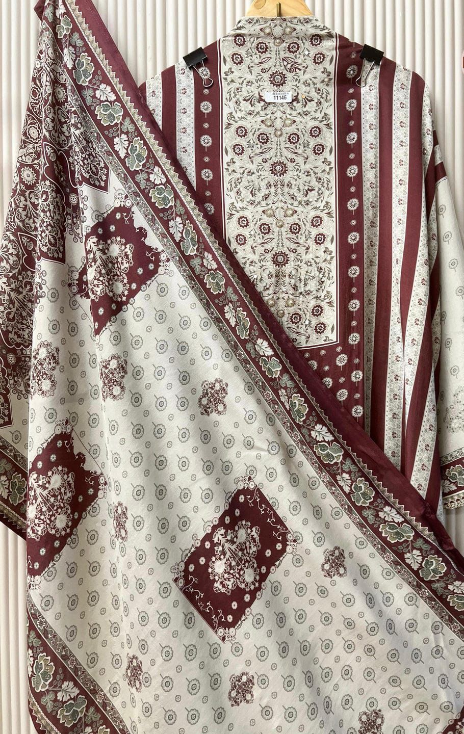 Maroon Muslin Printed Semi Stitched