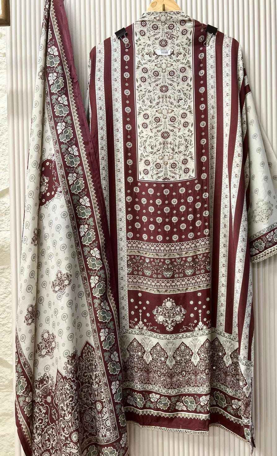 Maroon Muslin Printed Semi Stitched