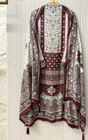 Maroon Muslin Printed Semi Stitched