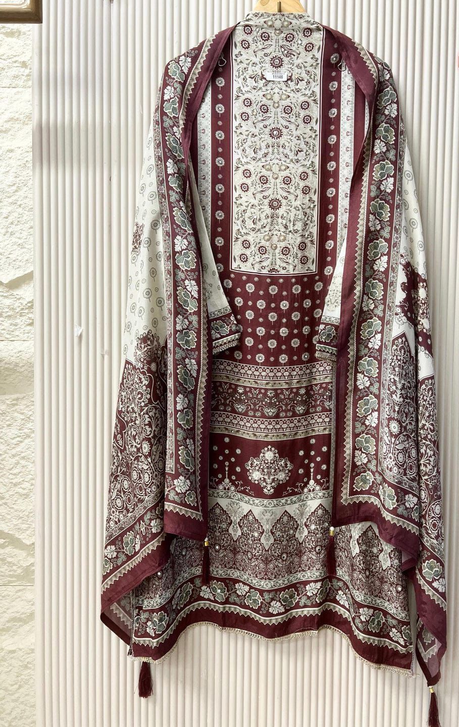 Maroon Muslin Printed Semi Stitched