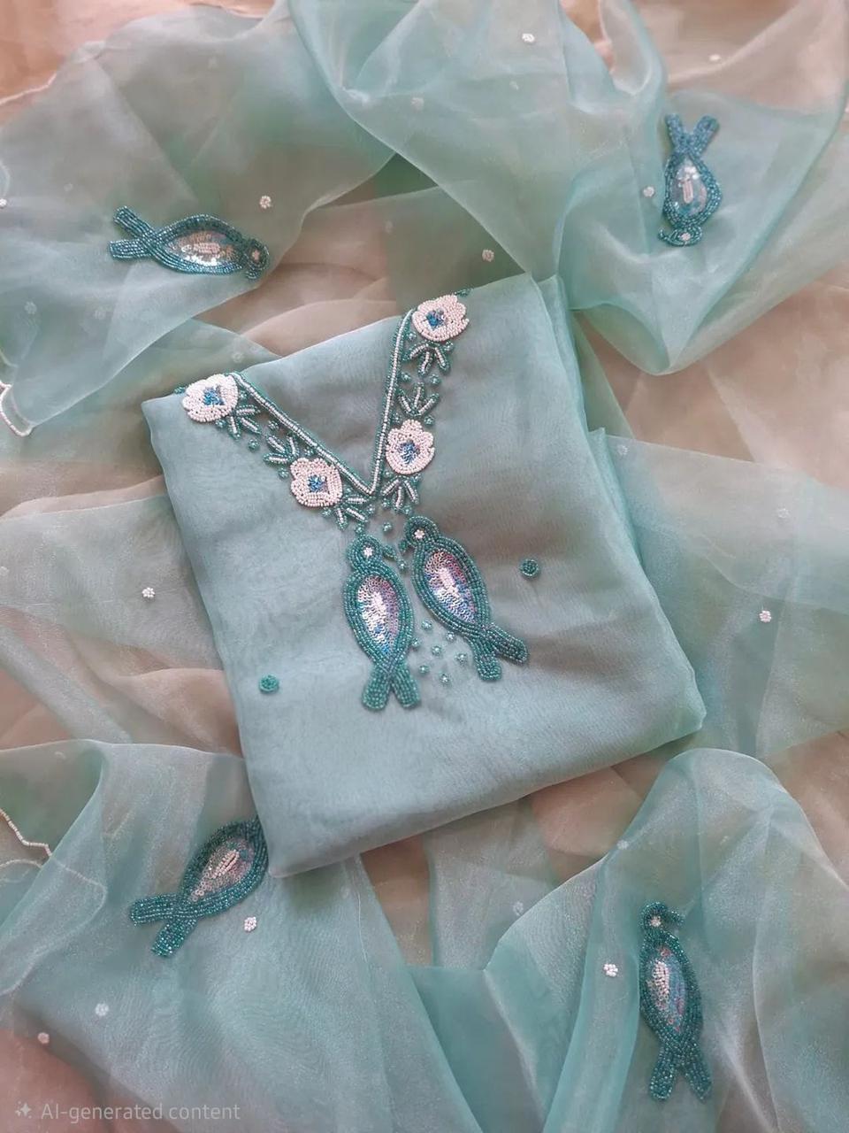 Organza turquoise blue