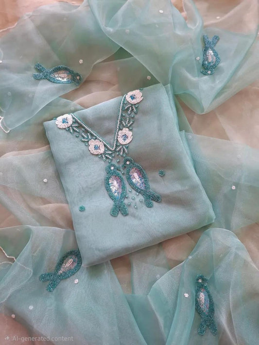 Organza turquoise blue