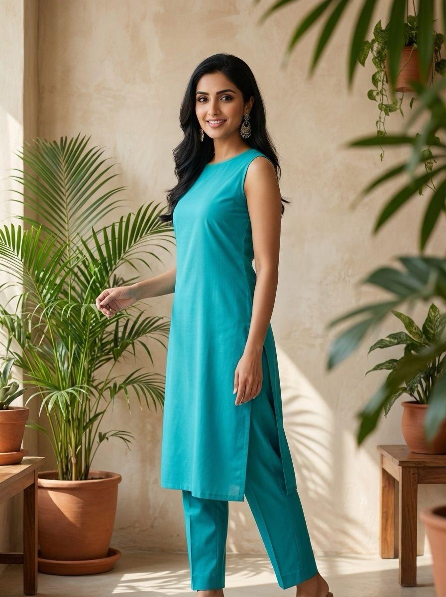 Blue green 2pc kurta and pant set
