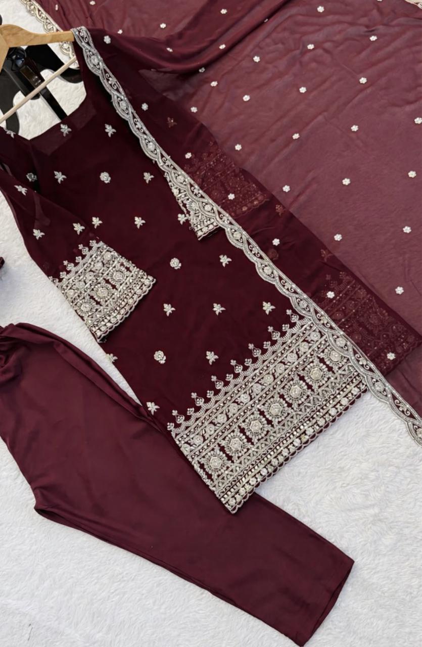 Brown A- Line Nayra-cut Kurti kurta Suit