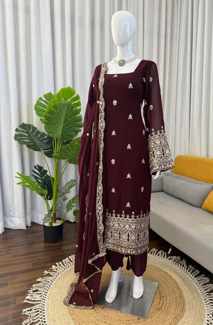 Brown A- Line Nayra-cut Kurti kurta Suit