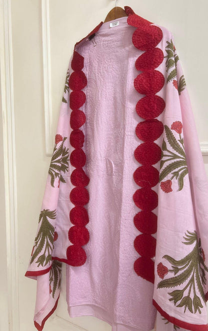 Light Purple Cotton Unstitched Embroidered -Set Of 3