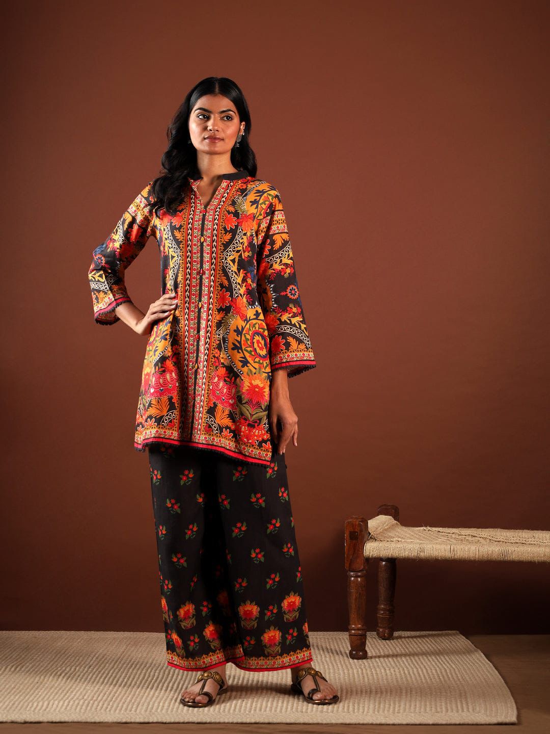 Sunset Bloom Silk Co-ord Set