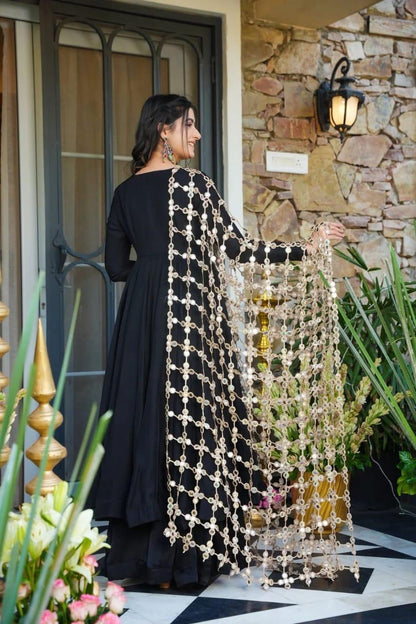 Black Silk Anarkali Suit