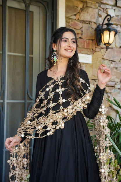 Black Silk Anarkali Suit