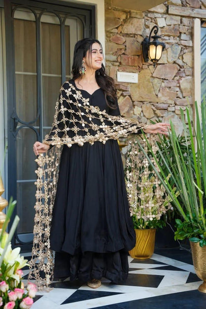 Black Silk Anarkali Suit