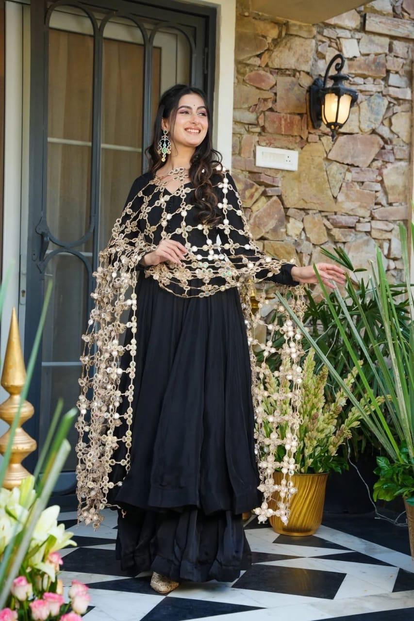 Black Silk Anarkali Suit