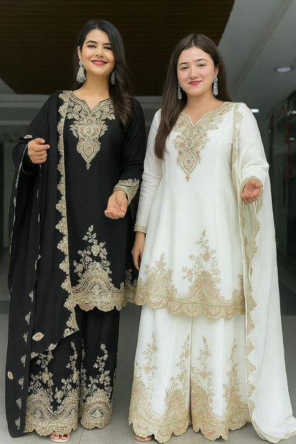 Black White Sharara Suit set