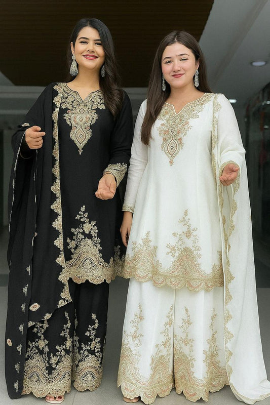 Black White Sharara Suit set