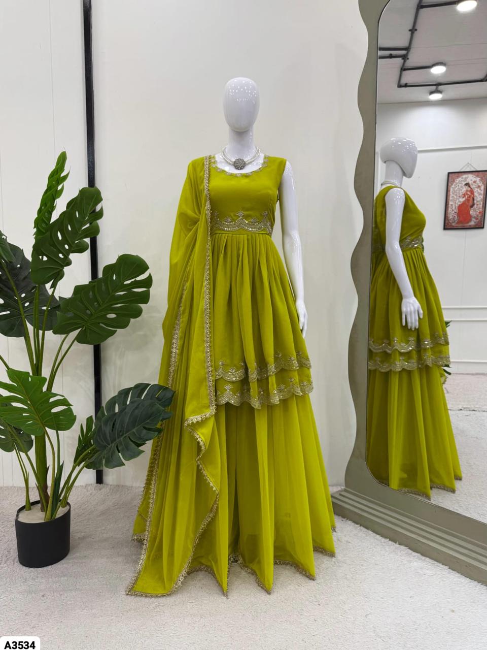 Green Peplum Suit Set