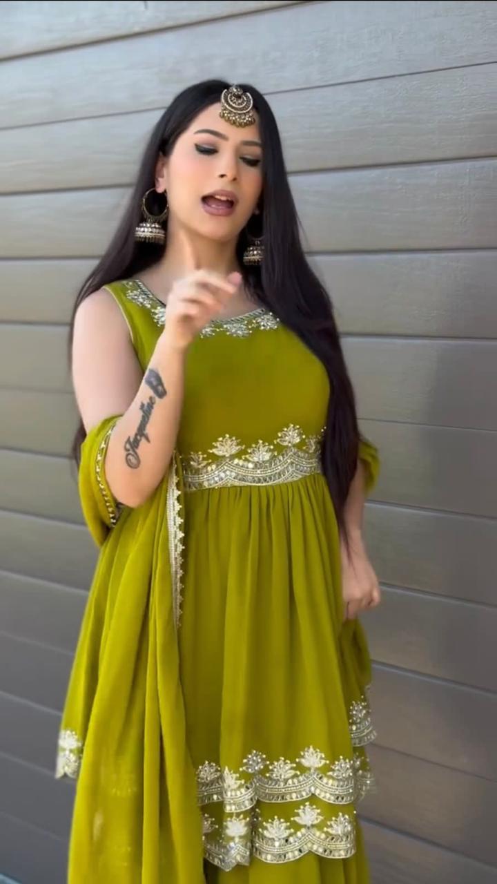 Green Peplum Suit Set