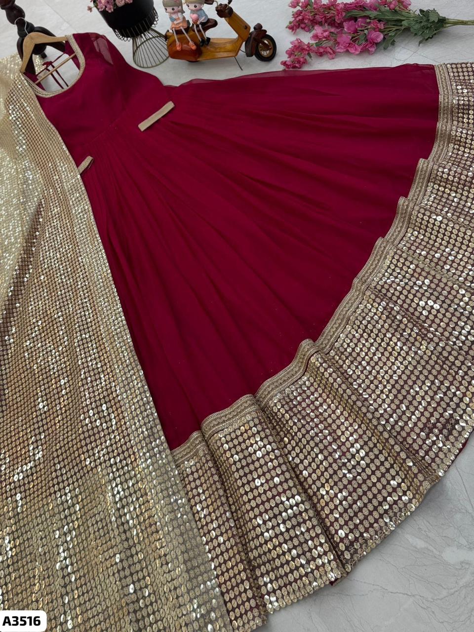 Red Golden Anarkali Suit