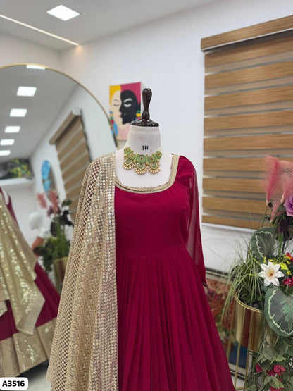 Red Golden Anarkali Suit