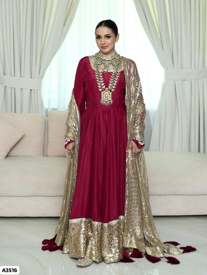 Red Golden Anarkali Suit
