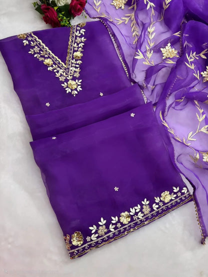 Blue Purple Orange Organza