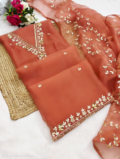 Blue Purple Orange Organza