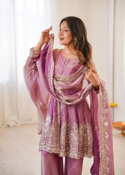 Two-Tone Fandy Silk Suit Set